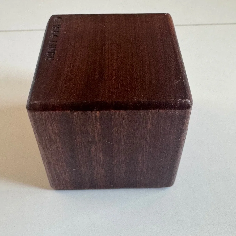 Vintage 1984 Lindh Writers Block Wood Cube Novelty Desk Paperweight 2.5 Inch